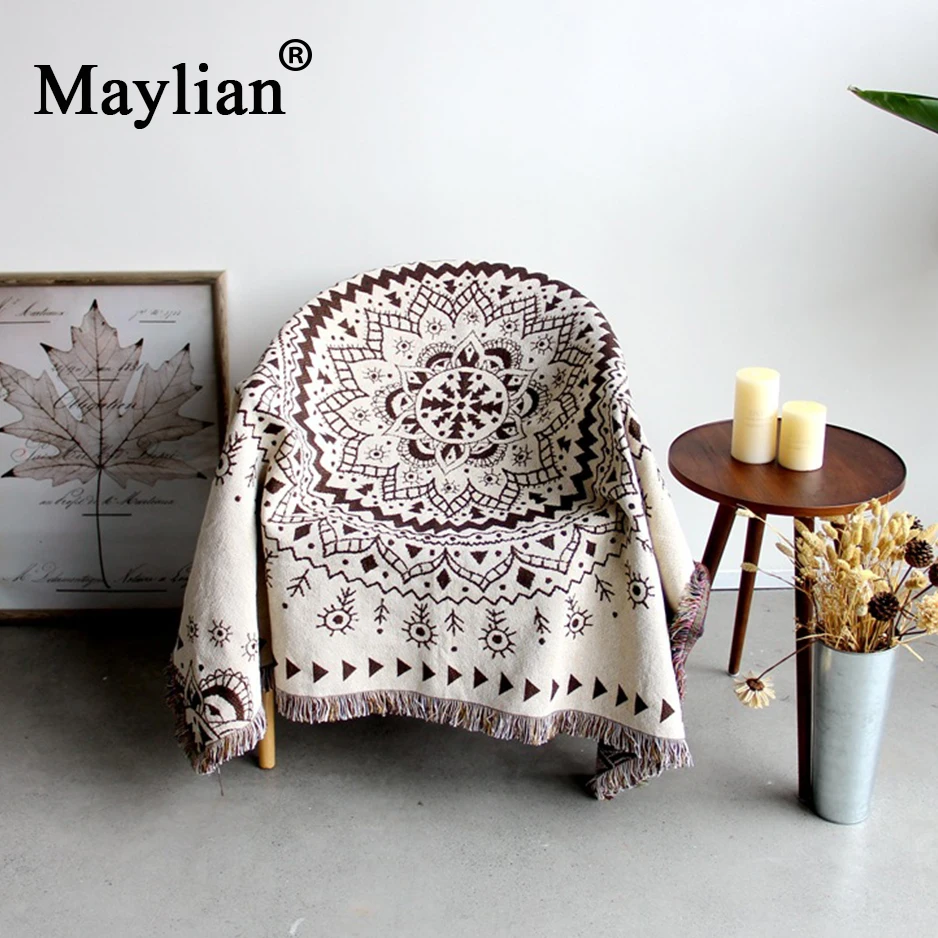 Cotton Colorful Bohemian Chenille Plaids Blanket Sofa Decorative Throws