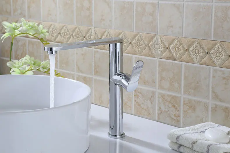 Basin Mixer Tap Single Handle Polished Faucet For Bathroom Vessel Sink Vanity 