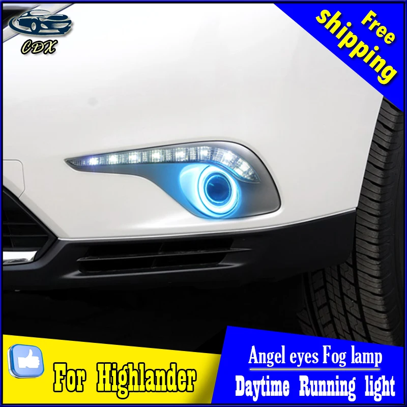 

CDX car styling for Highlander 2012-2014 LED fog lamp LED DRL+turn signal yellow DRL+Angel eyes LED fog lamp Accessories