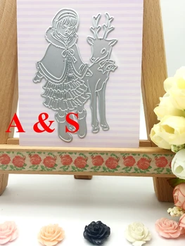 

METAL CUTTING DIES Christmas Deer And Girl gift Scrapbook card album wedding paper craft home decor embossing stencil punch H09