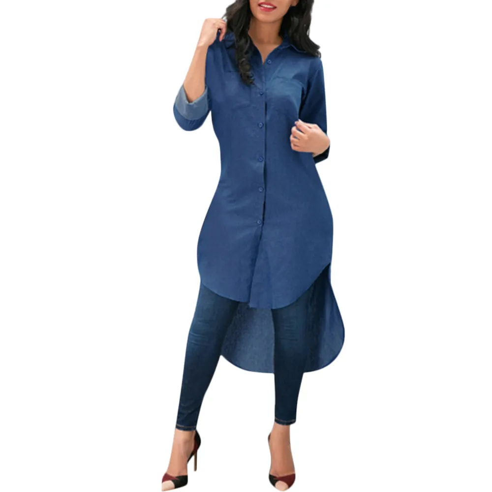 

Spring Autumn Women Casual Long Sleeve irregular hem Solid Irregular Split Hem Top Blouse 2018 new roupas Femininas