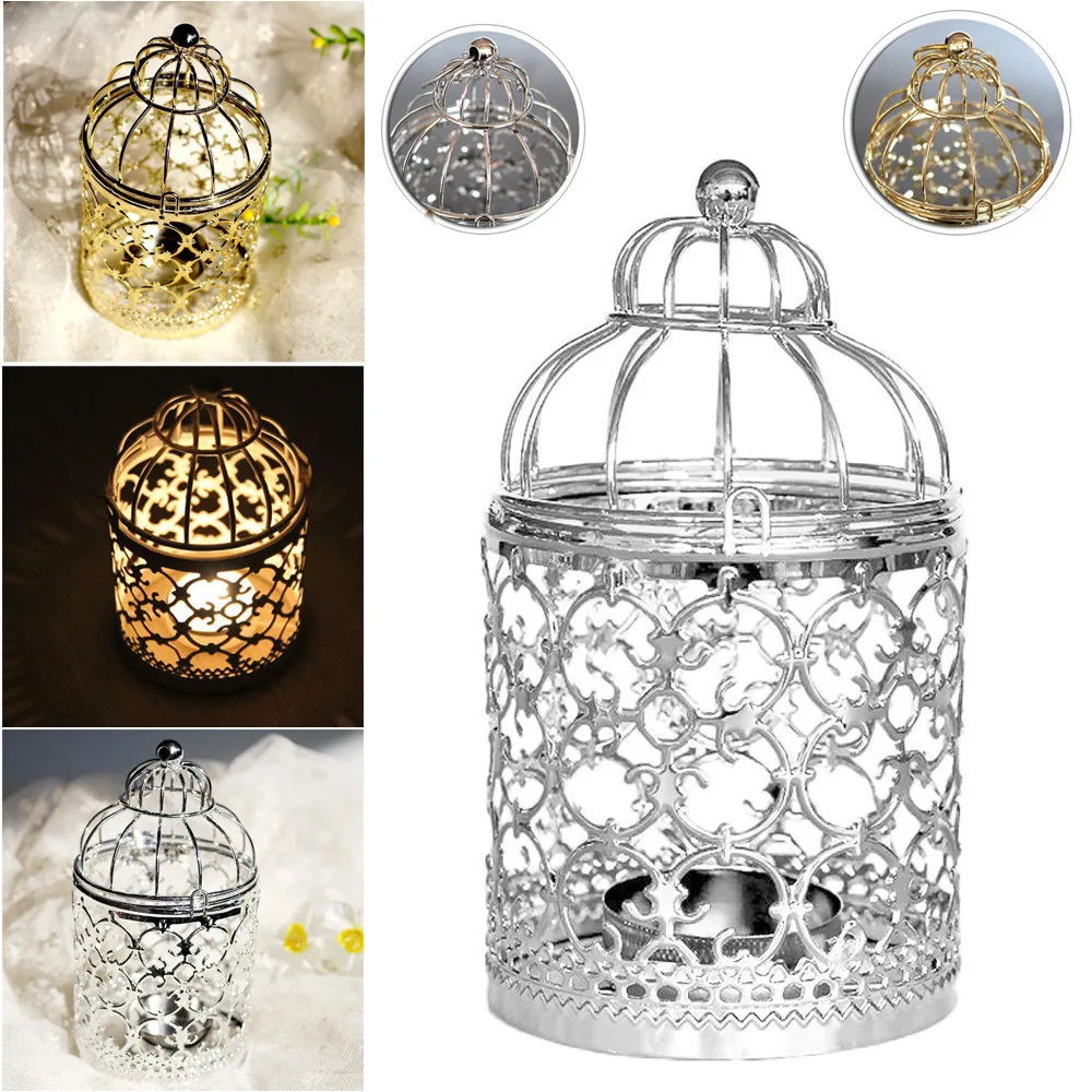 

Hanging Hollow Out Iron Birdcage Candlestick Table Candle Holder Parties Wedding