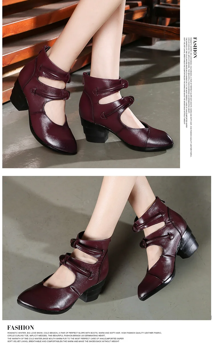 GKTINOO/ г., весенне-летние женские туфли-лодочки туфли из натуральной кожи на высоком каблуке Женская обувь дышащая обувь ручной работы с ремешком на щиколотке