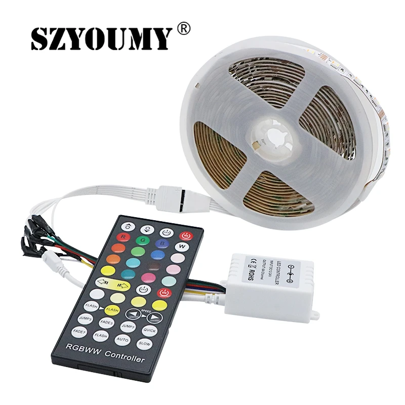 #Best SZYOUMY 5 in 1 chip RGB+CCT LED Strip 5050 60led m DC 12V 24V CW+RGB+WW RGBW RGBWW flexible Tape Light With Remote Controller