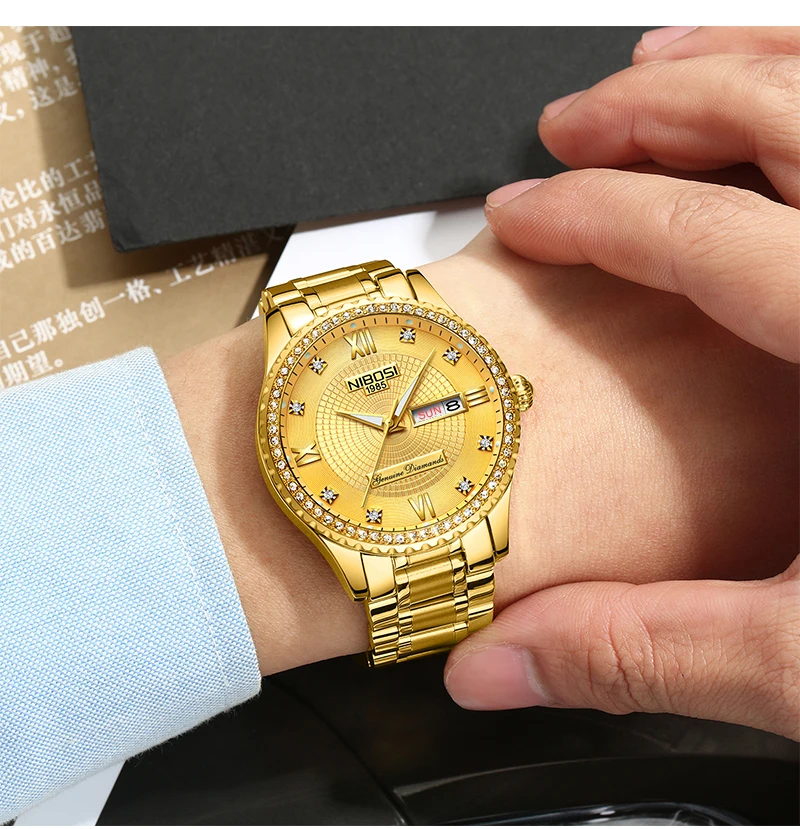 Mens Watches Top Brand Luxury Automatic Mens Watches Quartz Mens Watches Gold NIBOSI Men's Watches Gold Luxury Clocks And Watche (15)