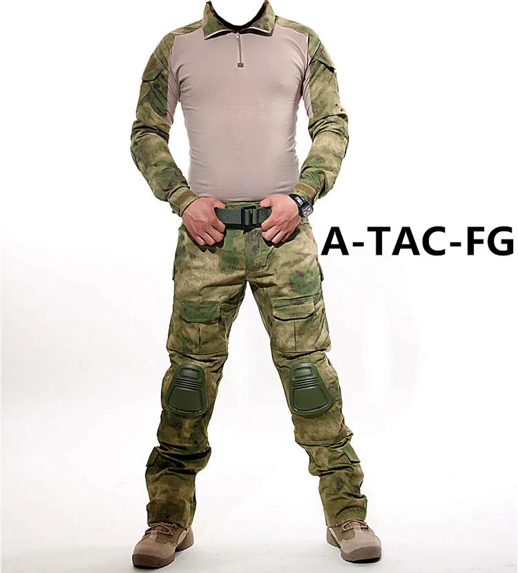 Тактический Камуфляжный костюм, армейский страйкбол, костюм для пейнтбола, одежда для охоты, рубашка+ штаны со съемными наколенниками и налокотниками - Цвет: 3