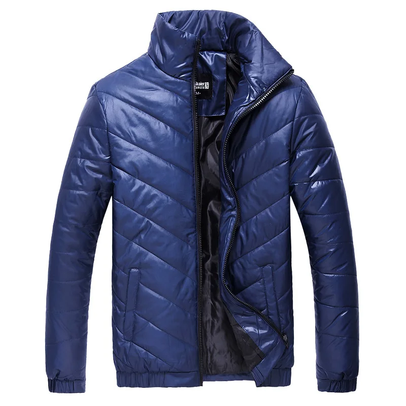 E-BAIHUI зимние куртки мужские большие размеры пальто хлопковая стеганая куртка черные теплые парки Hombre стоячий воротник повседневное Пальто 5XL L298 - Цвет: Синий