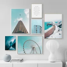 Sea Ferris Wheel Edifice Wall Art Canvas Painting Nordic Posters And Print Wall Pictures For Living Room Scandinavian Home Decor