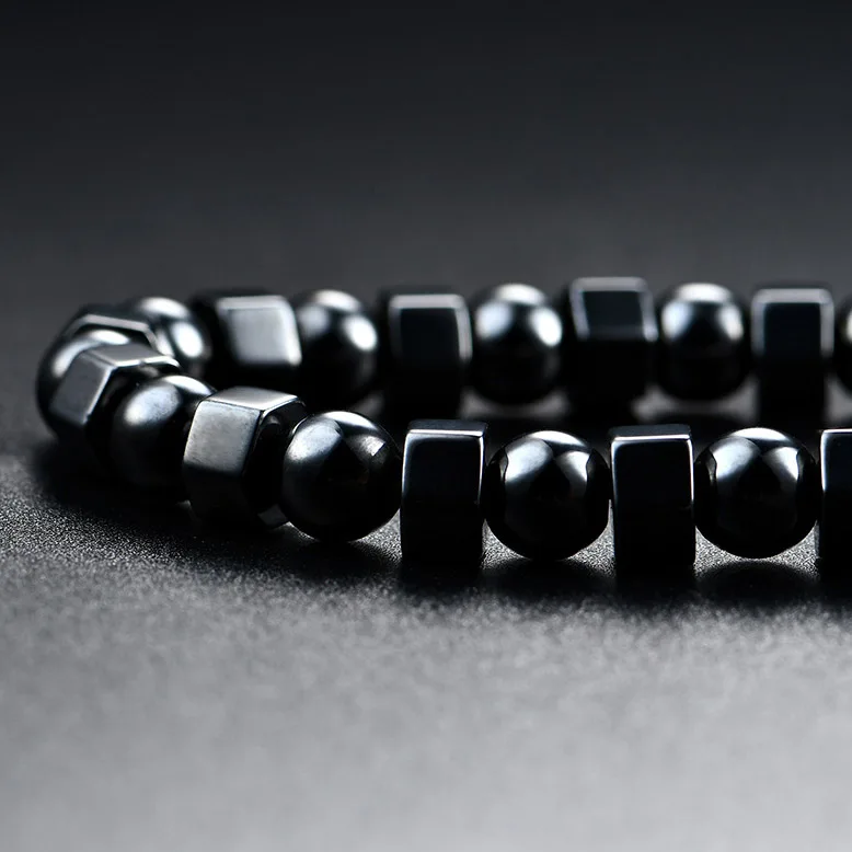 Магнетитовое ожерелье из натурального камня, Черный желчный камень, ожерелье из бисера, магнитное ожерелье из гематита для здоровья, колье для женщин и мужчин, модное ювелирное изделие