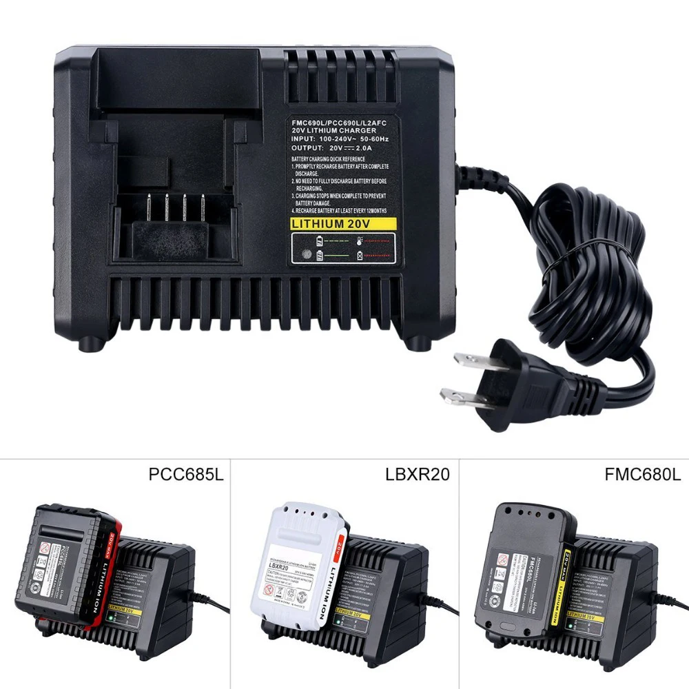 

3 in 1 Power Tool Battery Charger For Black&Decker For Porter-cable For Stanley 20V Li-ion Battery Charger L2AFC FMC690L PCC690L