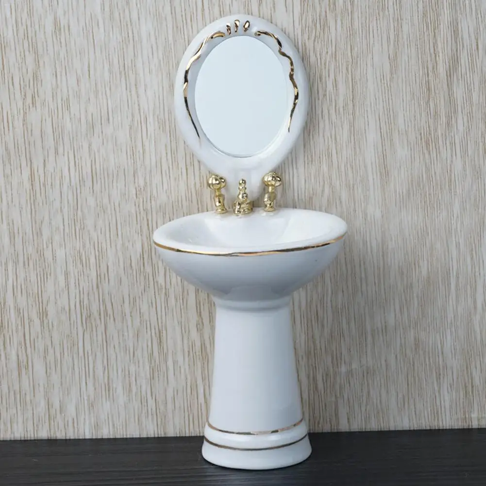 Doll Accessories 5PCS Doll House Accessory Mini Bathroom Set Bathroom Model For Doll House Toys For Girl Bathtub toilet model