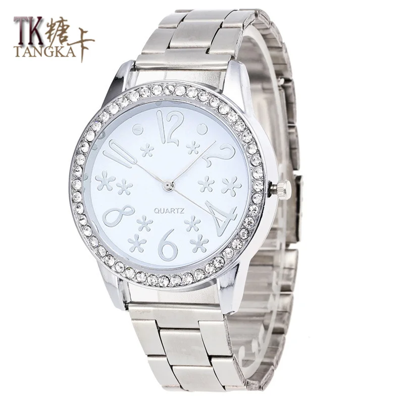 

2017 luxury top brand Stainless steel womens watches snow crystal ladies dress quartz wristwatches clock