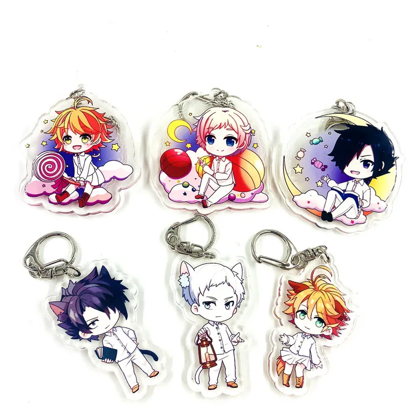 

Anime The Promised Neverland Yakusoku no Neverland Key Chains Two-sided Keychain Cosplay Acrylic Pendant Keyring