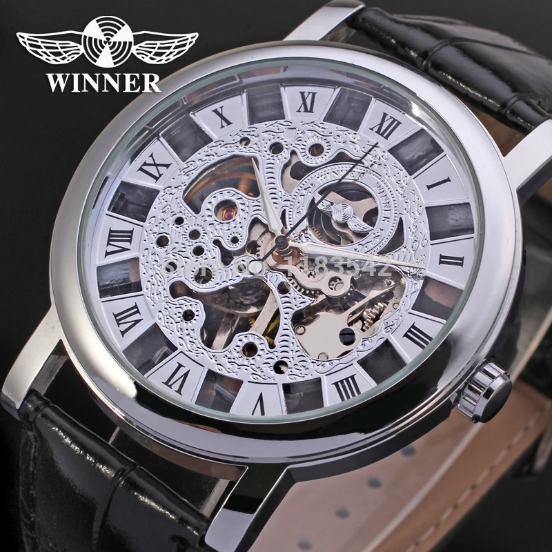 Luxury Engraving Dial Men Genuine Leather Wristwatch Classic Top Brand
