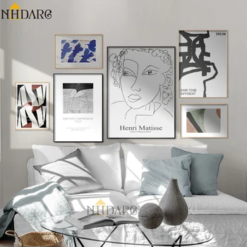 

Matisse Abstract Retro Fashion Modern Line Sketch Posters and Prints Wall Art Canvas Pictures For Home Decor Living Room Decor