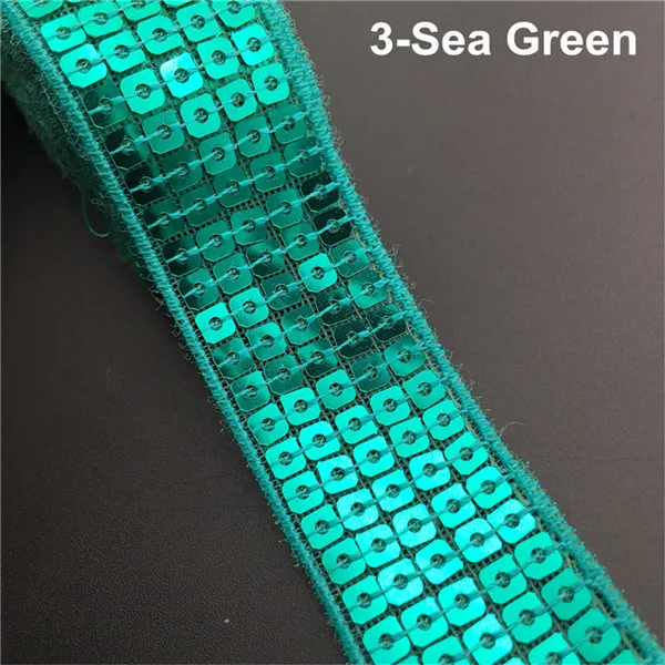 Description Picture 6 of item5 Yards/lot 25mm Sequin Beading Trim Lace Spangle Ribbons For hand craft Garments Head dress Decoration