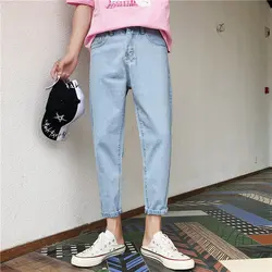 2018 новый шаблон связаны ноги Повседневное Для мужчин джинсы тонкий сплошной Цвет карандаш брюки Ковбой прилив Homme на молнии Мода Досуг