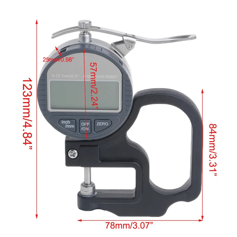 

Very Durable Digital Micrometer 0.001 12.7mm Electronic Thickness Gauge Depth LCD Measurement