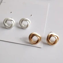 AOMU модные элегантные серьги-гвоздики из серебра S925 пробы, золотые, серебряные, металлические круглые серьги-гвоздики для женщин, девушек, вечерние, подарок