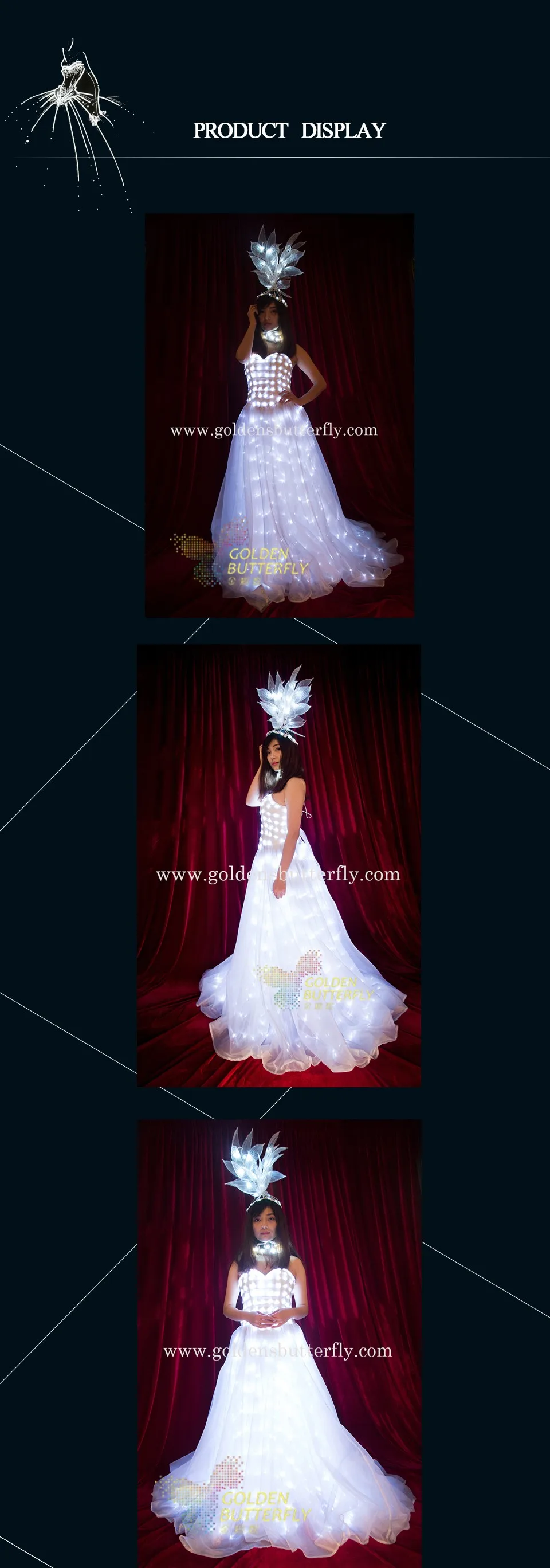 LED Wedding Dress Luminous Suits Light Clothing Glowing Wedding Skirt For Women Ballroom Dance Dress Ladies Accessories 3