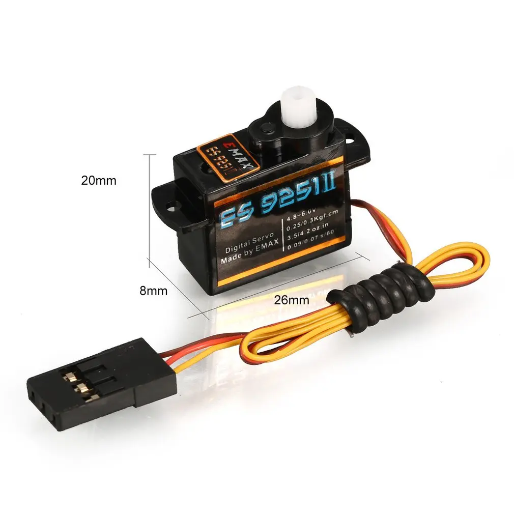 4 шт./лот EMAX ES9051 ES9251 4,3 г/2,5 г цифровой сервопривод Пластик Шестерни 4,8 V 0,8 кг Крутящий момент 0,09 сек/60 для 3D F3P игрушка самолет rc Запчасти