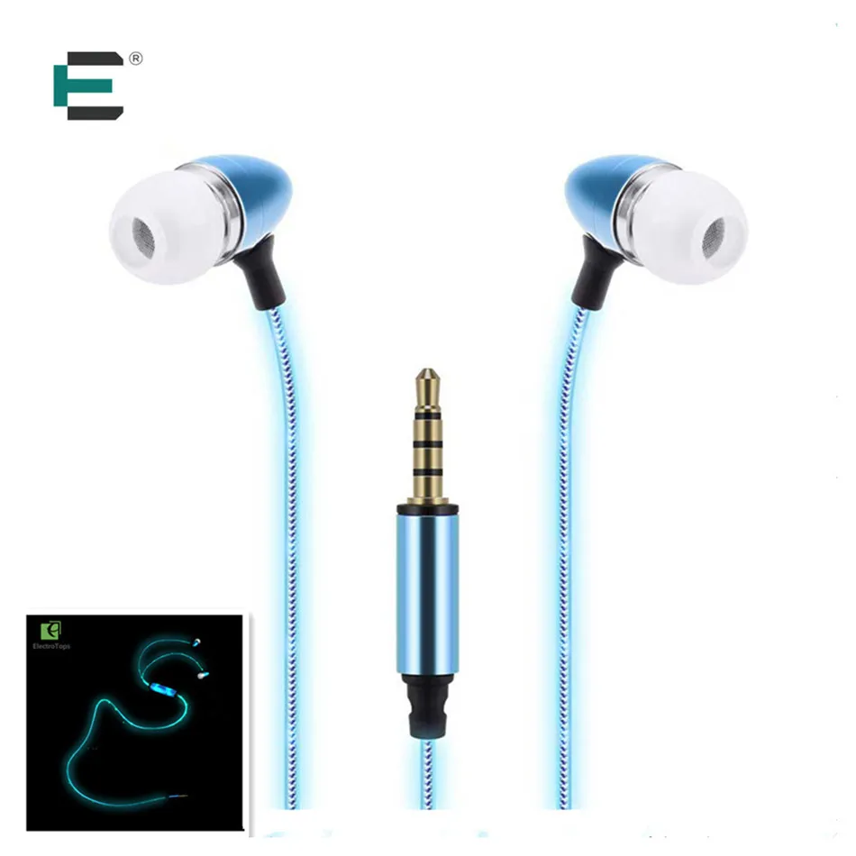 Visible Flowing LED Earphone Flashing Light Glow Sport Stereo In Ear