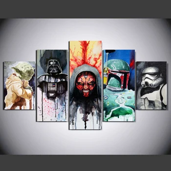 

Wall Art HD Home Decoration Pictures Posters Frame 5 Pieces Movie Star Wars Character For Living Room Printed Modern Painting