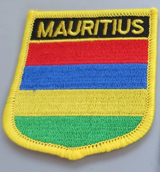 Нашивки с вышивкой в виде национального флага и Металлический Нагрудный значок с флагом MAURITIUS - Цвет: Badge Shield Patch