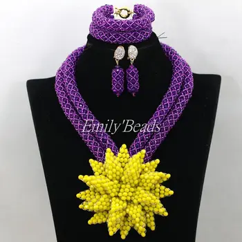 

Exclusive Purple Bridal Beads Set Nigerian Wedding African Jewelry Set Women Wedding Dress Accessories Free Shipping ALJ025