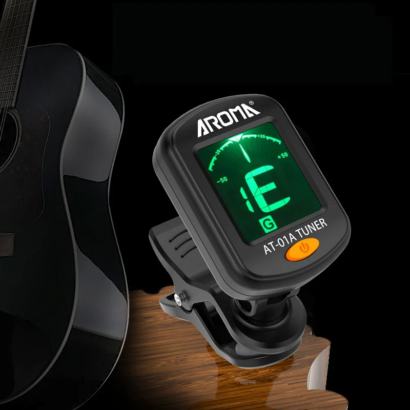 Гитара фирмы Арома тюнер AT-01A цифровой клип на электрический складной вращающийся Высокая чувствительность укулеле Guiatr аксессуары