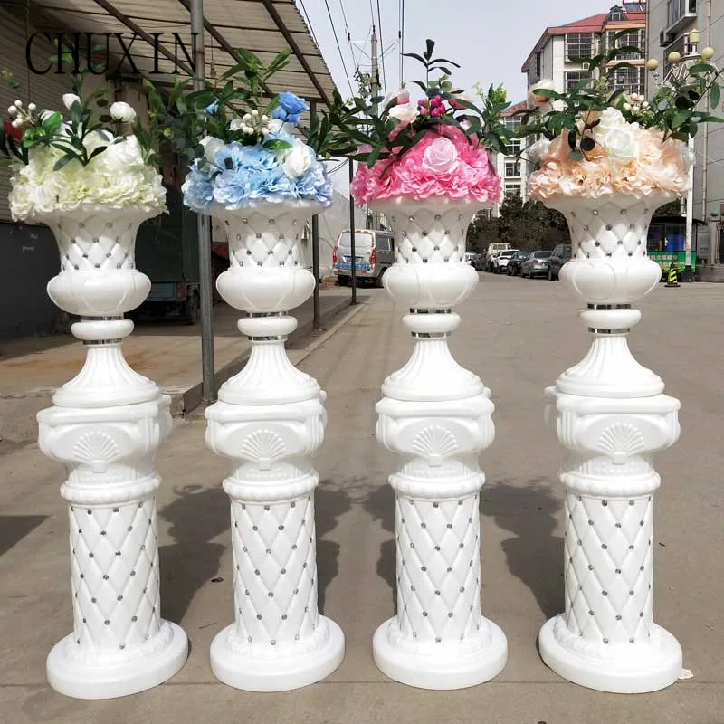 

White plastic Roman column street decoration for wedding favor party artificial flower decoration hotel mall open welcome leader