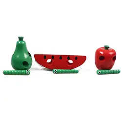 1 компл. забавные детские фрукты шнуровкой резьбы деревянная игрушка обучающая игра-головоломка Apple/арбуз/груша детей интеллект игрушечные