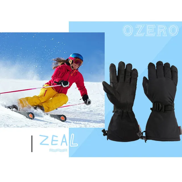 OZERO Ski Gloves Winter Snowmobile Sports Motorcycle Riding Windproof Waterproof Warm Skiing Snowboard Gloves For Men Woman 9008