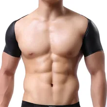 Искусственная кожа мужские сексуальные нагрудные ремни из искусственной кожи мужские топы для фитнеса из искусственной кожи Клубная одежда для вечеринки