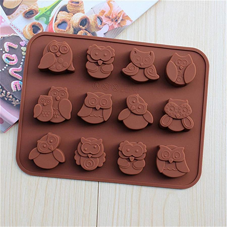 

GZZT 12pcs Owl Chocolate Molds Silicone Moulds DIY Baking Tools Birthday Party Decoration Gifts