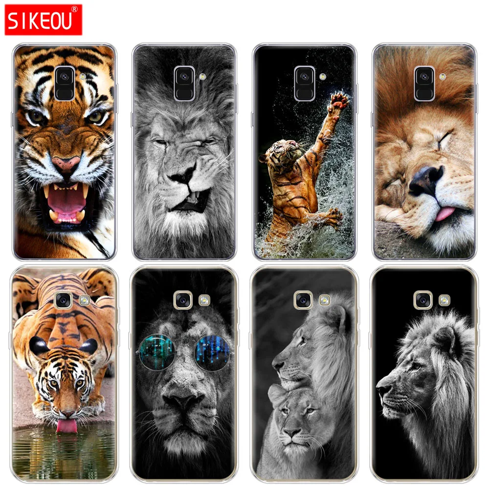

Silicon phone case cover for Samsung Galaxy A6 A8 2018 A3 A310 A5 A510 A7 2016 2017 Lion tiger Fashion Lovely Animal
