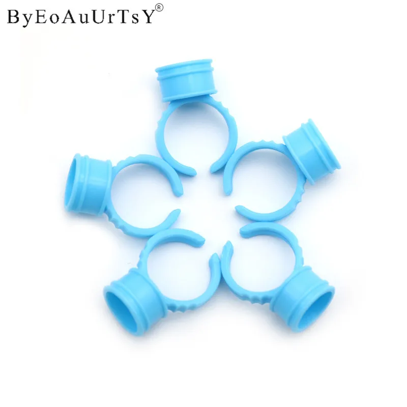 100pcs Plastic White Blue Eyelash Extension Glue Cups Ring for Eyebrow Permanent Makeup 6 Size Holders Container Tools           (45)