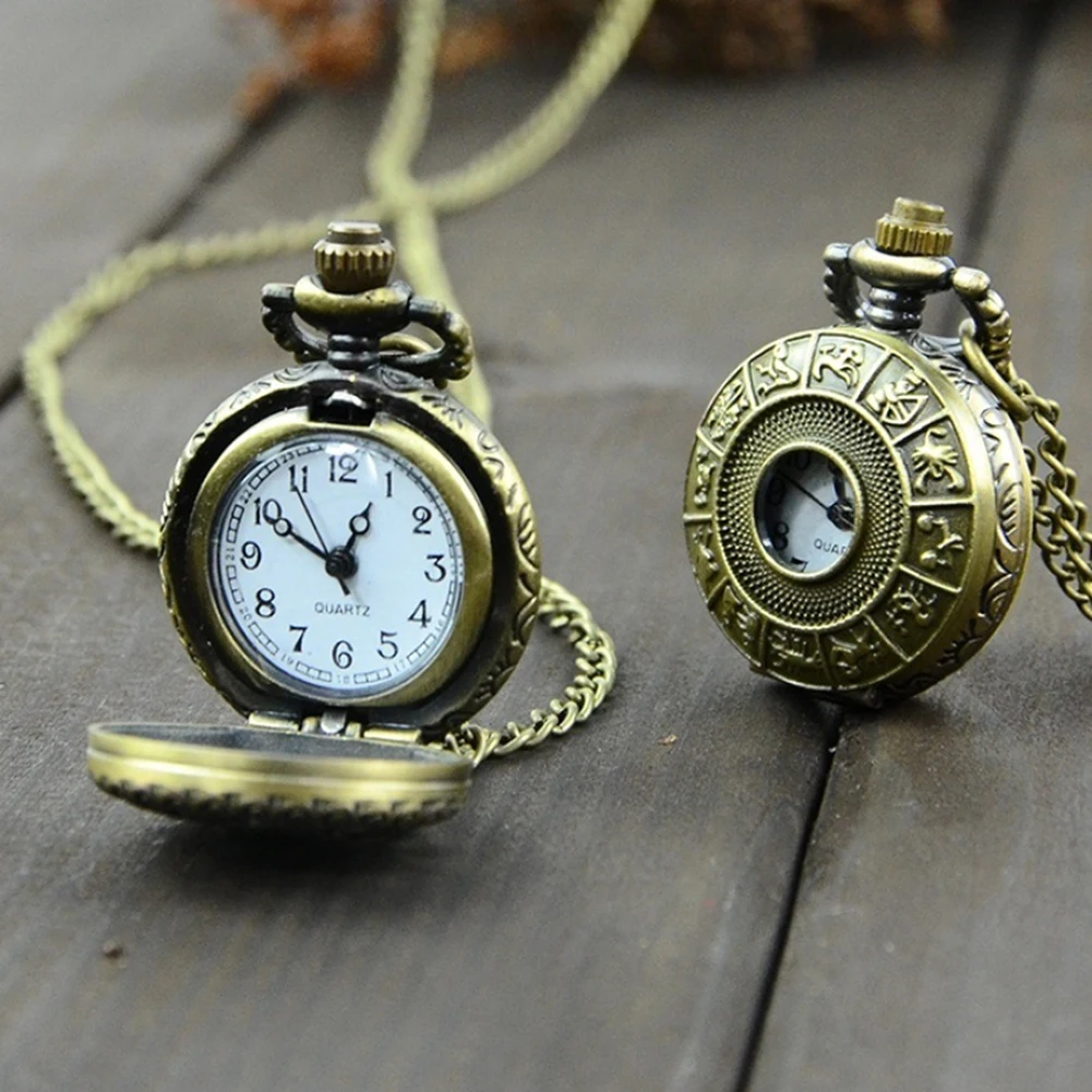 Unisex pocket watch Retro Vintage Steampunk Clock Quartz Necklace Carving Pendant Chain Clock Pocket Watch New 2