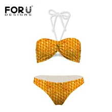 Подросток Beach Party бикини Наборы для ухода за кожей 3D печати bee Дизайн женские Карамельный цвет облако Симпатичные Push Up biquini Наборы для ухода за кожей ванный комплект пляжные