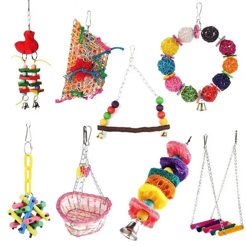 

Pet Bird Toys Parrot Toys Parakeet Budgie Cockatiel Bird Cage Hammock Swing Climb Ladder Hanging Chew Toys For Birds Parrots
