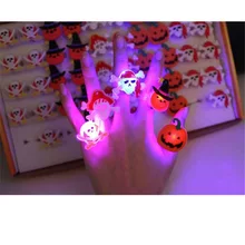 Хэллоуин сюрприз 50 единиц/лот led мягкий резиновый палец кольцо мигающий смешные и безопасные игрушки Детский подарок Хэллоуин поставки