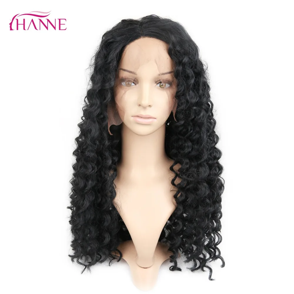 HANNE Synthetic Lace Front Wig With 3 Combs Inside Black Color Deep Curl Heat Resistant Hair Full Lace Wigs For Black Women