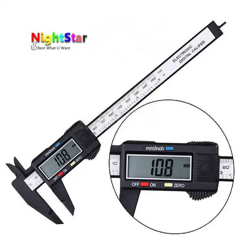 

150mm 6inch LCD Digital Electronic Carbon Fiber Vernier Caliper Gauge Micrometer NO BOX
