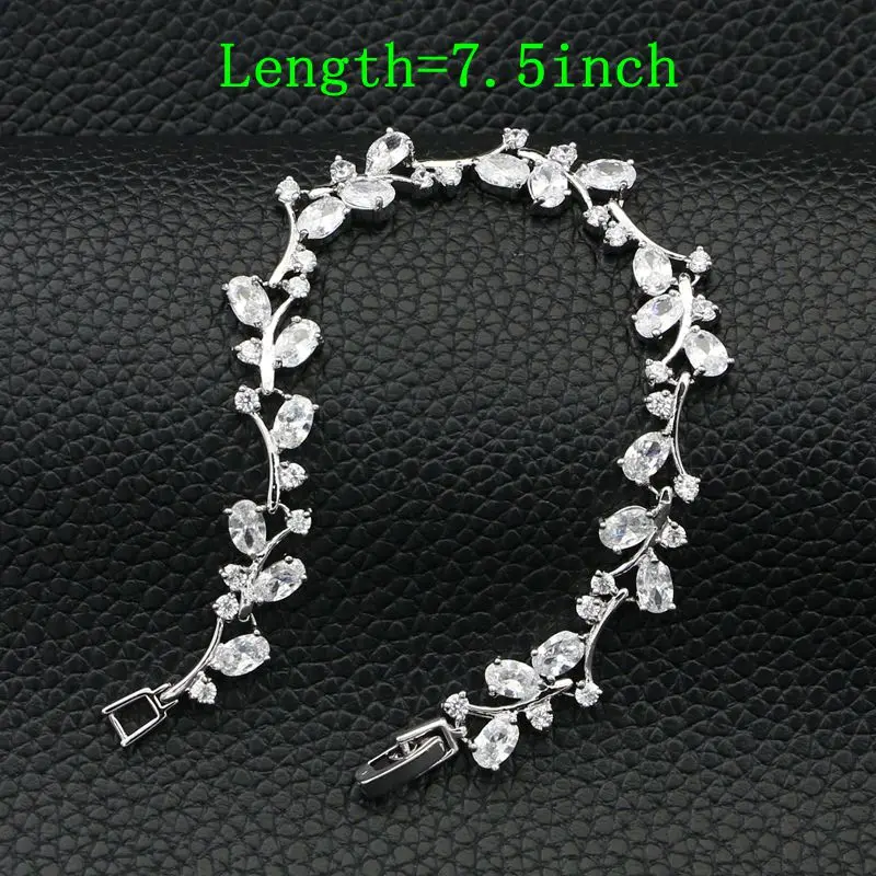 Baratos Conjuntos de joyas de boda de plata 925 para accesorios de novia collar de Zirconia cúbica de perlas blancas pendientes pulsera colgante  anillo