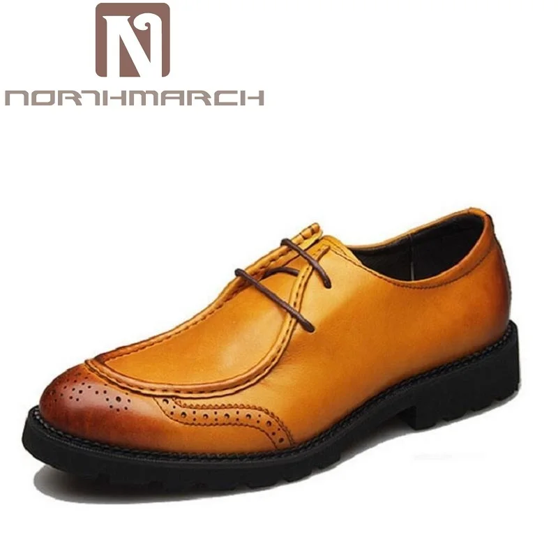 

NORTHMARCH Luxury Brand Men Oxfords Shoes Round Toe Genuine Leather Dress Party Shoes Wedding Shoes Business Flats Shoes