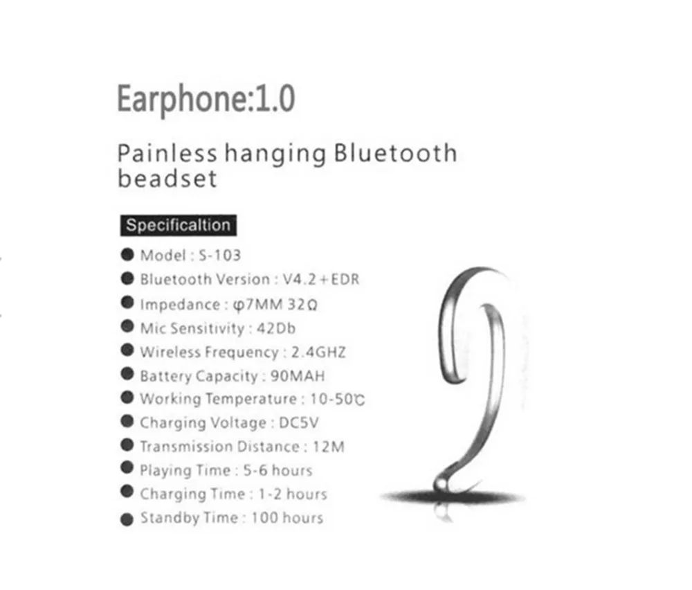 Наушники с костной проводимостью Беспроводная Bluetooth 4 2 Спортивная гарнитура