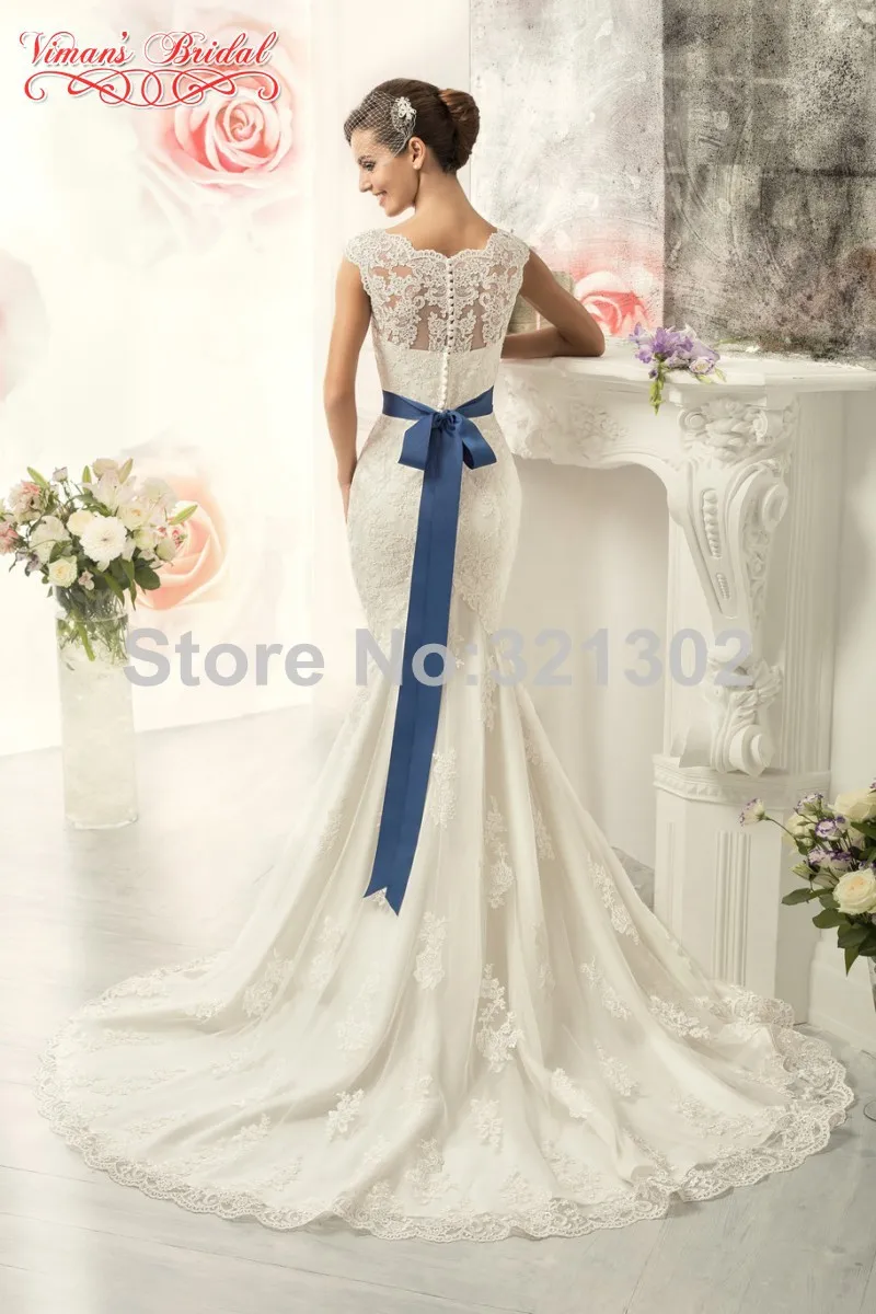 2015 Mermaid Lace Wedding Dress Navy 