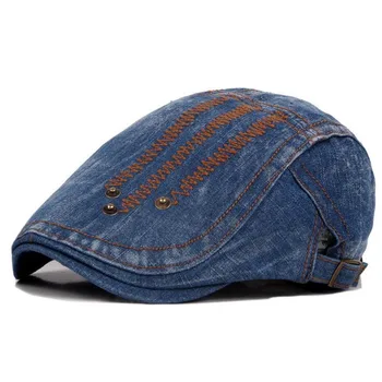 

Korean denim beret Cap Hat Lady peaked hat painter hat spring summer thin rivet men Bailey hat fashion Cowboy visors