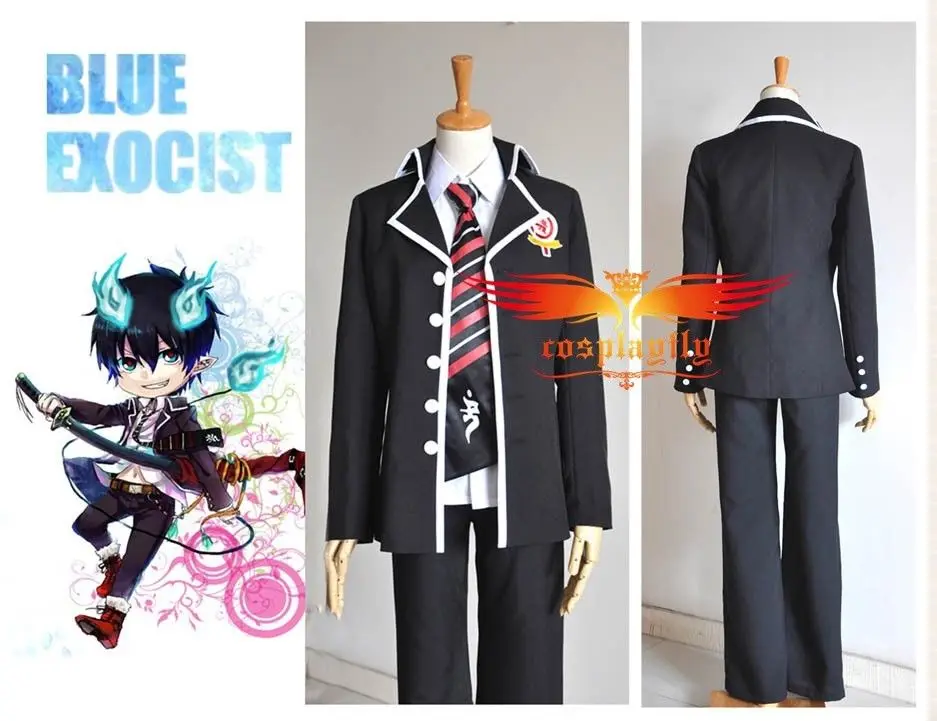 Ao no Blue Exorcist Rin Okumura Cosplay Costume+Shoes+Tie+Sword Sleeve Full Set
