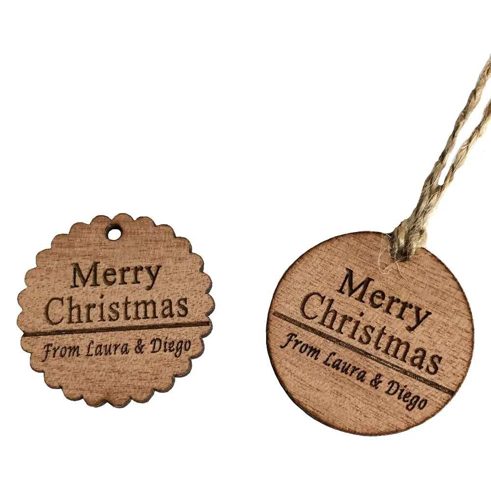 

65pcs/200pcs Personalized Wooden Round tags Merry Christmas Gift Tag Christmas Tags Engraved Circle Wood tags